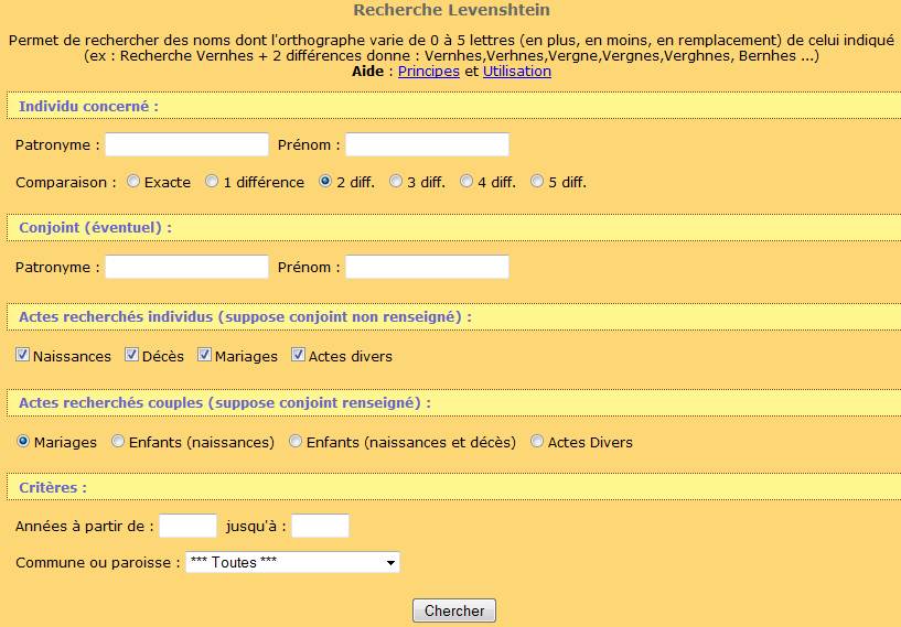 actes recherche levenshtein